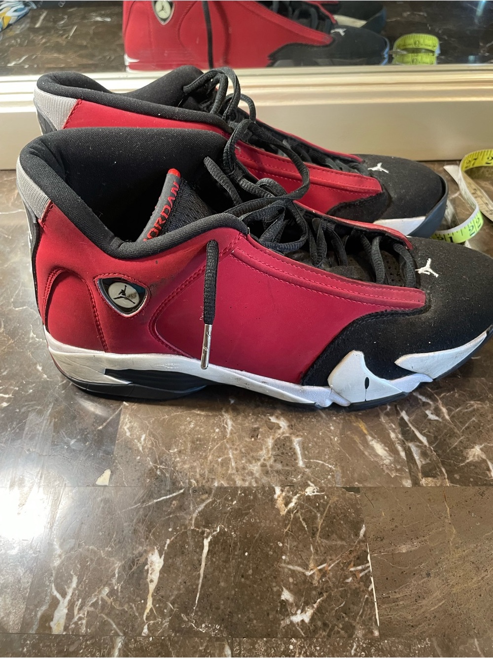 Jordan 14 Red and Black High-Top Sneakers